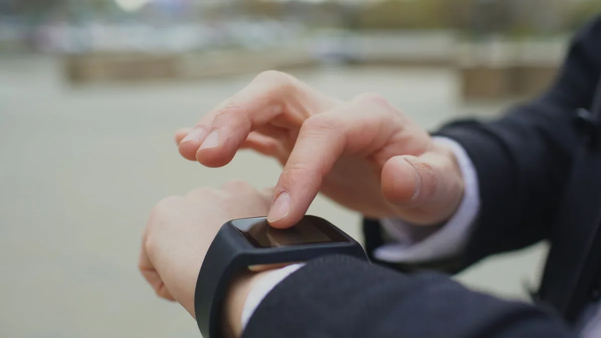 smartwatch wrist closeup technology