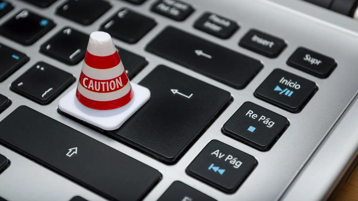 cyber security warning laptop