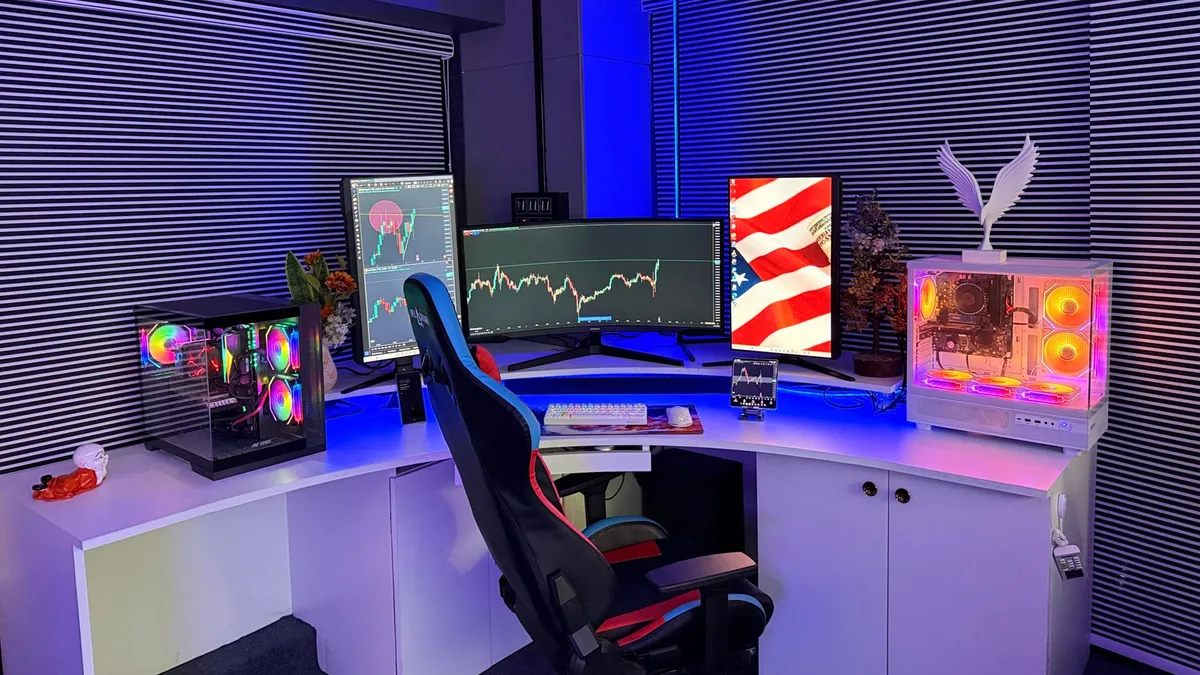 Çift monitörlü ve performans odaklı bir oyuncu masaüstü bilgisayar kurulumu