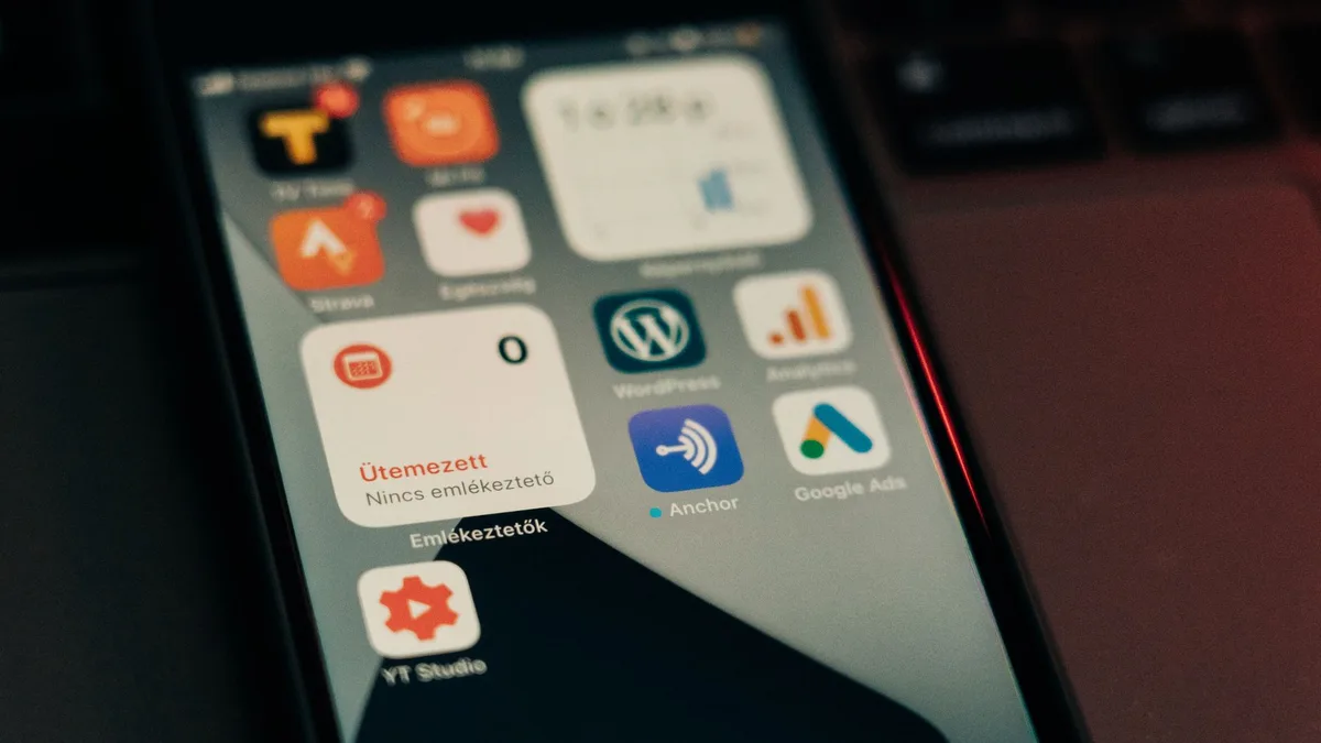 Akıllı telefon ekran ayarları menüsü ve yazılım güncelleme ekranı